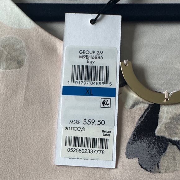 Calvin Klein Floral Knit Top w/ Metal Neckline Detail – XL (NWT) - Picture 6 of 8